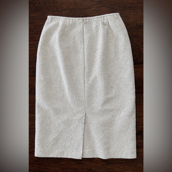 Kasper 3PC Ivory Jacquard Skirt Suit Beaded Jacket Shell Women Sz 8 - Picture 4 of 8